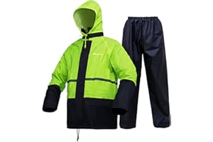 HANMENGXUAN Rain Suit, Rain Gear for Men Women Waterproof Work Lightweight Rainwear Rain Coat (Jacket & Pants)