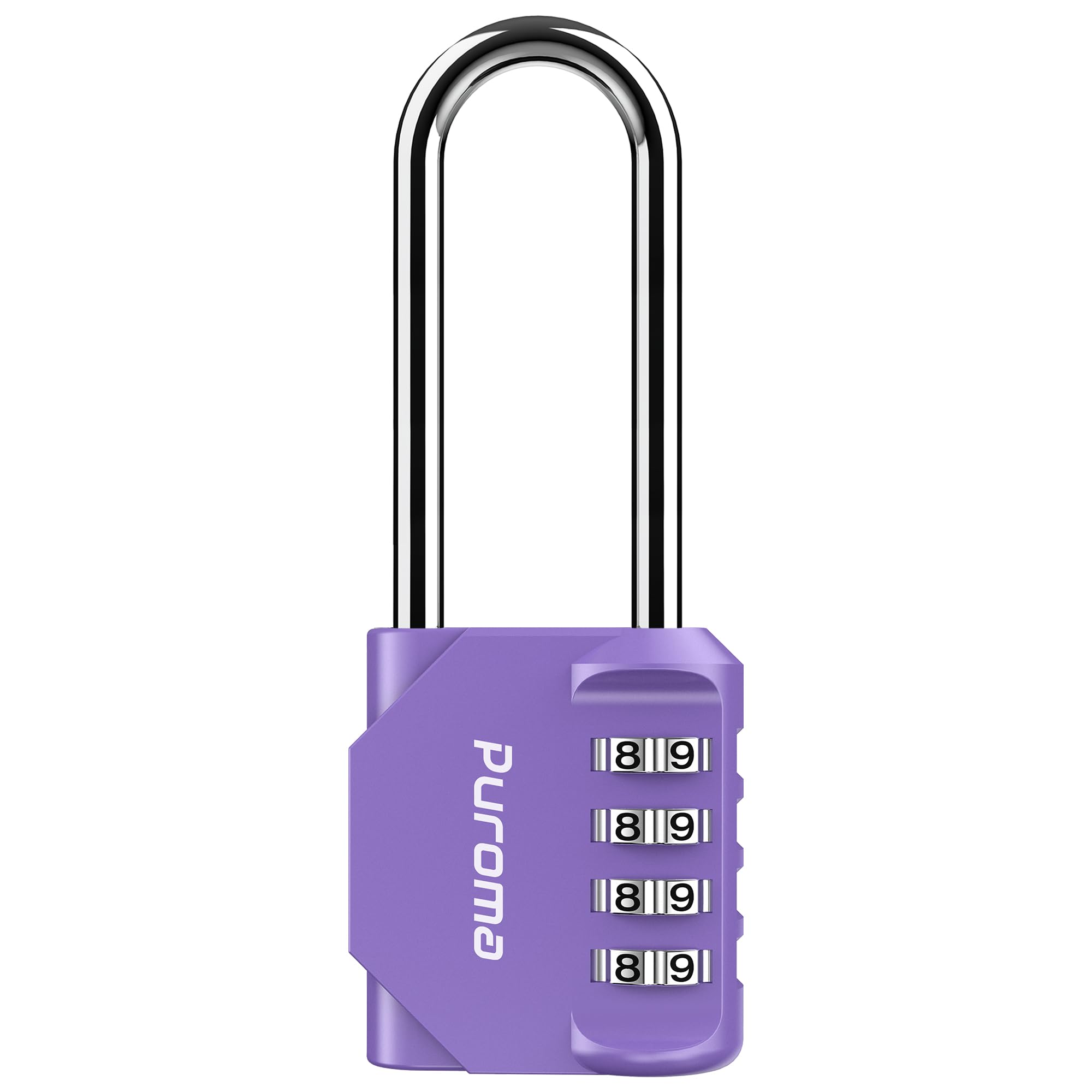 Photo 1 of Puroma 1 Pack 2.6 Inch Long Shackle Combination Lock 4 Digit Outdoor Waterproof Padlock for Hasp Locker Lock, Sports Locker, Fence, Gate, Toolbox, Case, Hasp Storage, Cabinets (Purple)