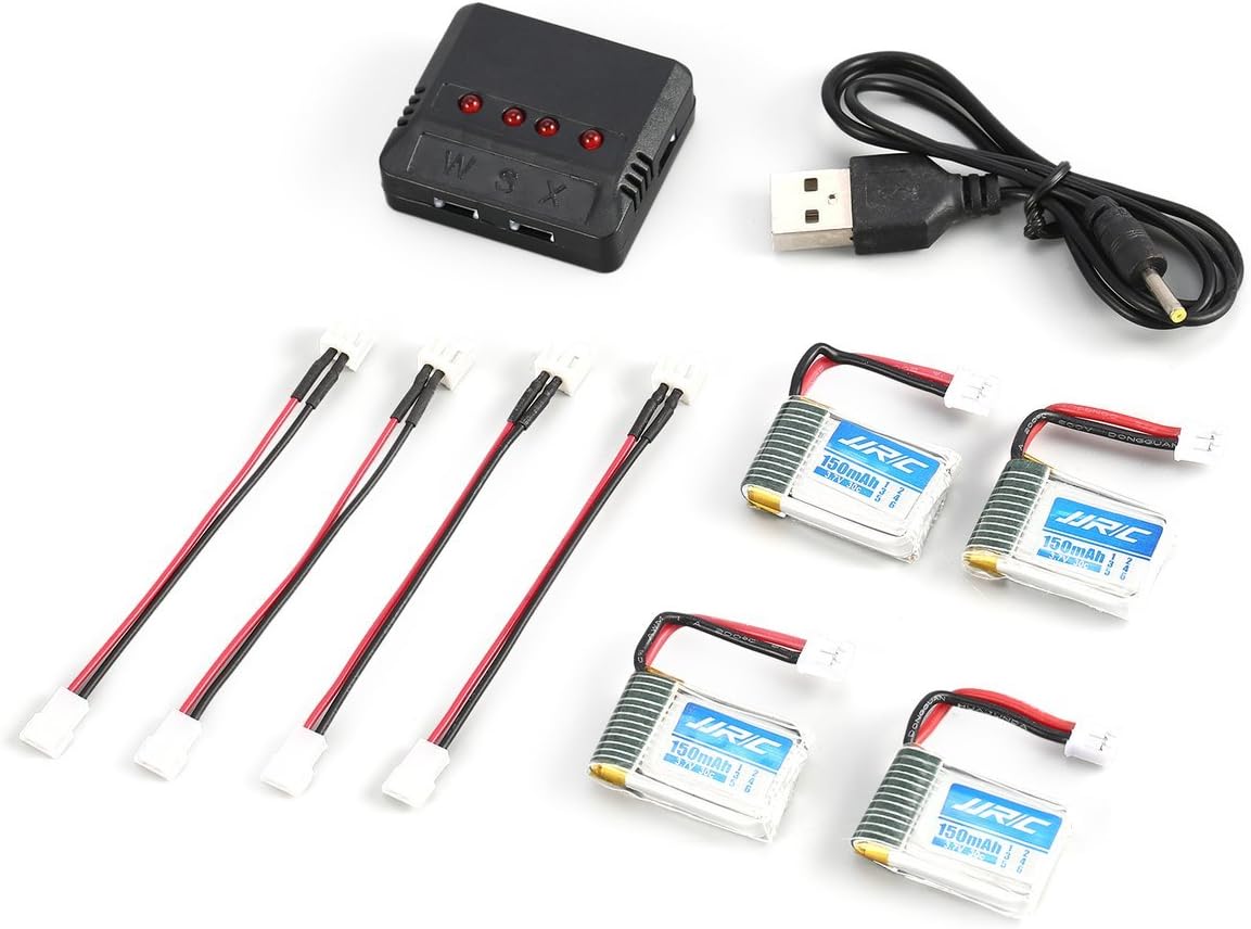Heraihe Original JJR/C 4Pcs 3.7v 150mAh Lipo Battery USB Charger for H36 Goolrc T36 Eachine E010 E011 E012 NH 010 RC Mini Quadcopter