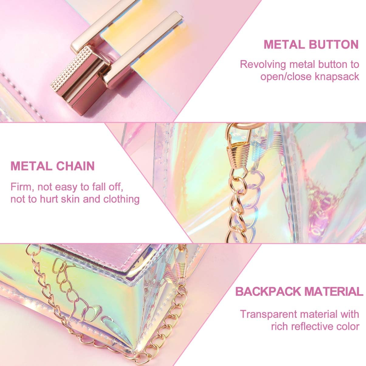 TENDYCOCO Crossbody Bag Holographic Chain Clutch Handbag Mini Clear Messenger Bag for Girls Ladies Women - Image 5
