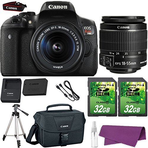 Canon-EOS-Rebel-T6i-DSLR-Camera-with-Canon-EF-S-18-55mm-f35-56-IS-STM-Lens-2-Pieces-32GB-SD-Memory-Card-Canon-Bag-Cleaning-Kit