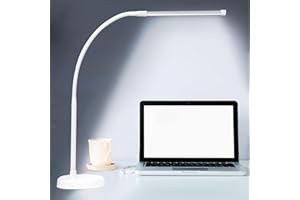 CIVHOM LED Desk Lamp, Swing Arm Architect Task Lamp with Long Flexible Gooseneck, Heavy Base, 3 Color Modes, 10 Brightness Levels, and USB Adapter, Desk Light for Home/Office/Drafting/Reading