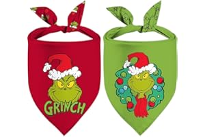 QIRUIMI Christmas Dog Bandanas, Double Side All 4 Patterns Xmas Dog Bandanas for Boy and Girl, Premium Durable Fabric, Holiday Bandana for Small Medium Large Dogs 2 Pack
