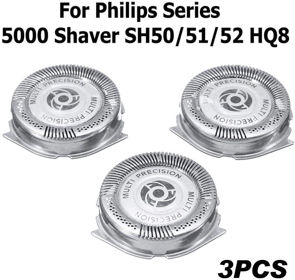 3 Pack Shaver Head Replacement Compatible for Philips Series 5000 Shaver SH50/51/52 HQ8, Men's Electric Shaver Heads Blades Cutter Head Shaver