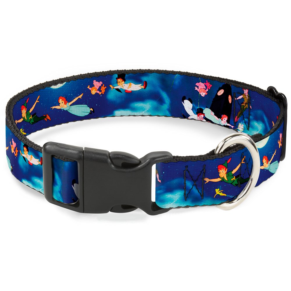 Buckle-Down Plastic Clip Collar - Peter Pan Flying Scene - 1" Wide - Fits 9-15" Neck - Small