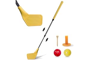 wootfairy Kids Golf Club Set, Adjustable Backyard Outdoor Indoor Golf Clubs with Oversized Club Heads for Kids, Juniors, and Family Play Golf Game in Grass, Parks, Yards (Yellow)