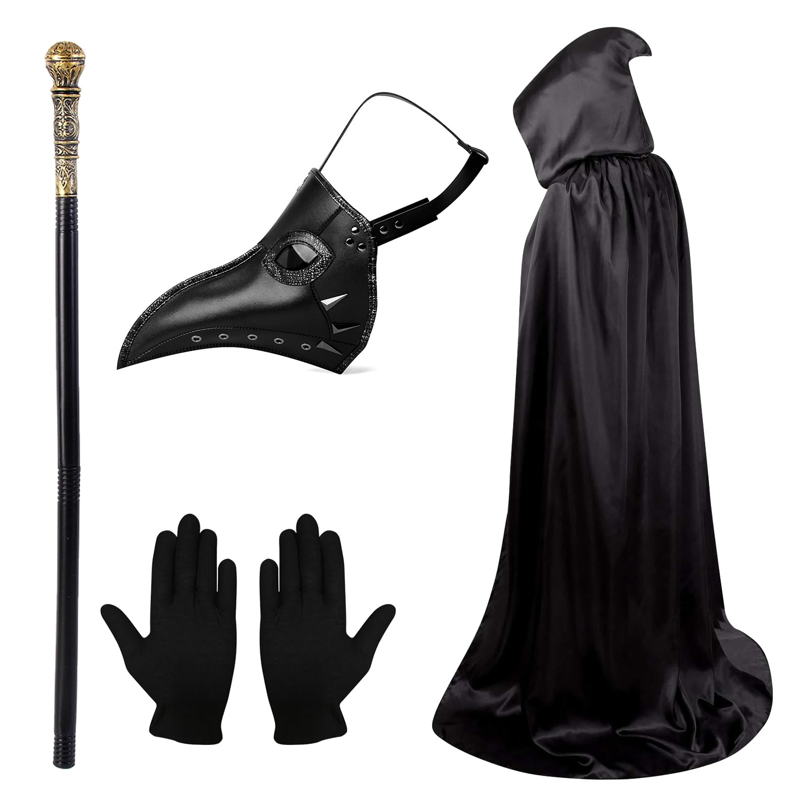 Lifreer Plague Doctor Mask Plague Doctor Costume Adult Halloween Mask for Gothic Costumes Props, Steampunk Bird Masks for Adult with Gloves, Halloween Costume Masquerade Party Costumes