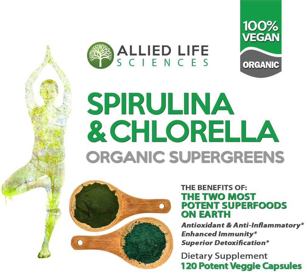 Allied Life Spirulina and Chlorella Organic Chlorophyll Vegan Protein
