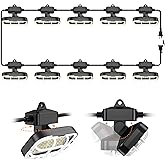 100ft LED Construction String Lights,Super Bright 15000lm 150w Adjuest 90&180 Degrees On Both Sides Waterproof IP66 Led String Work Lights, Construction Temporary Lights (100ft-Adjustable 10lights).