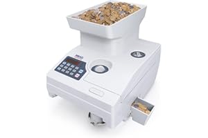 RIBAO TECHNOLOGY Ribao HCS-3300 High Speed Coin Counter, Heavy Duty Bank Grade Coin Sorter with Large Hopper, Two-Year Warranty