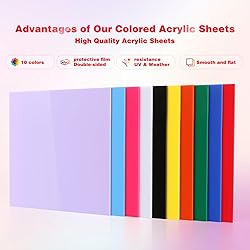 Adrattnay Acrylic Sheets 1/8 Thick, 10Pcs 12 x 12