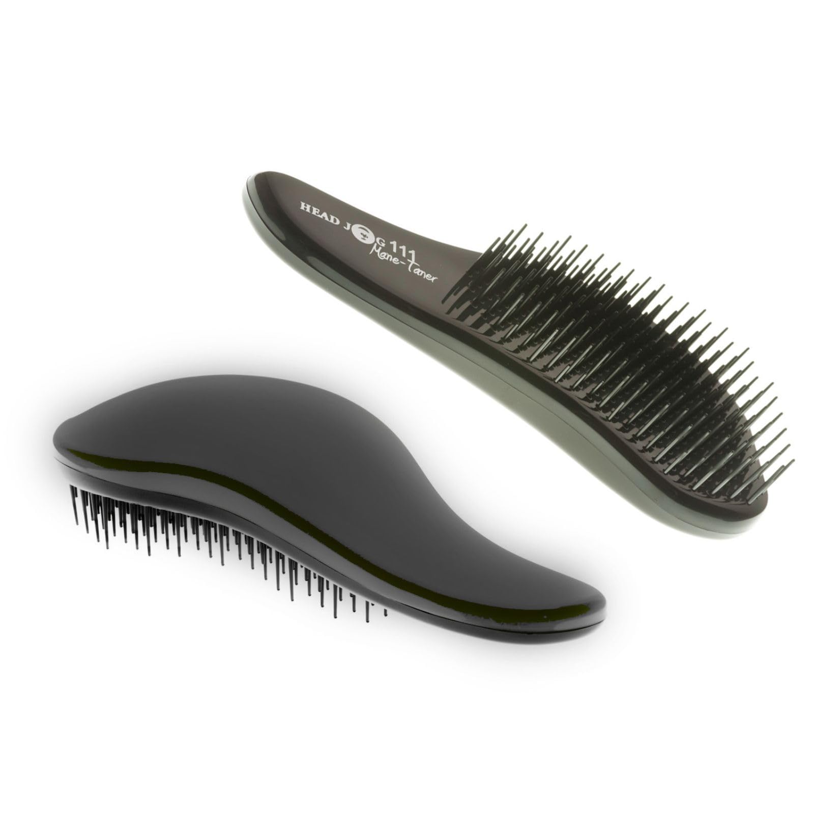 Head Jog 111 Mane Tamer Hair Brush. Detangling Brush For Tangle Free Hair. Detangler For Wet & Dry Hair. Paddle Detangle Brush For Normal, Fine, Wavy & Curly Hair. Use On Women, Girls & Men (Black)