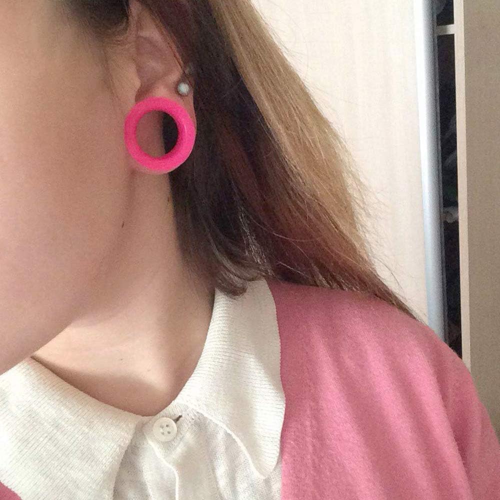 ZeSen Jewelry 12 works Silicone Flexible Thin Ear Plugs Tunnels Double Flared Expander Ear Gauges Piercing (Gauge=3/4"(20mm)) - Image 4