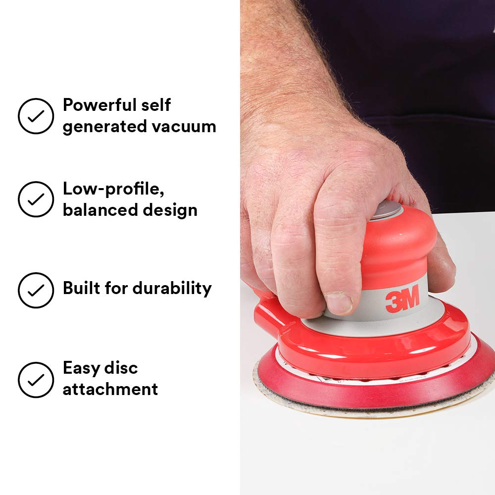 3M Random Orbital Sander – Self Generated Vacuum Sander – 5” x 3/16” Diam. Orbit – Pneumatic Palm Sander – Hook and Loop Pad – For Wood, Composites, Metal – Original Series: Power Random Orbit Sanders: Industrial & Scientific