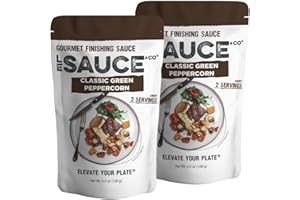 LE SAUCE & CO Le Sauce Gourmet Classic Green Peppercorn Sauce 2-pack, 2 serving Gourmet Steakhouse Quality Finishing Sauce, Low Sugar Steak Sauce, Pork Chops, Chicken, Potatoes