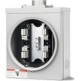 100 Amp Meter Socket, 4 Jaw Meter Base, 600V 3 Wire Ring Type, with Horn Bypass Meter Cover Plate, Suitable for Overhead/Underground Feed