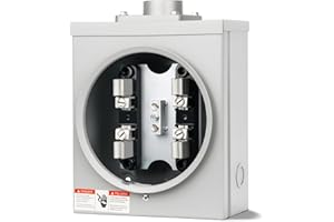 JINDOUZI 100 Amp Meter Socket, 4 Jaw Meter Base, 600V 3 Wire Ring Type, with Horn Bypass Meter Cover Plate, Suitable for Overhead/Underground Feed