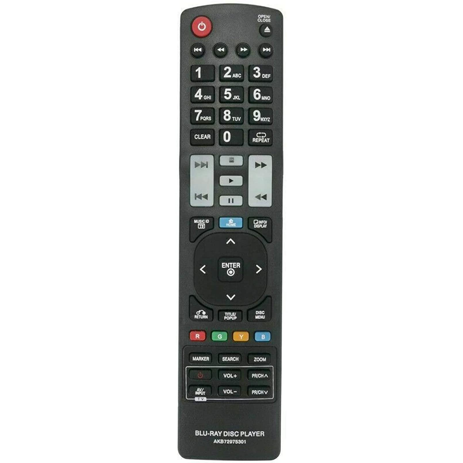 VINABTY AKB72975301 Replacement Remote Control fit for LG Blu-ray Disc DVD Player BD550 BD560 BD560C BD565 BD570 BD572 BD590 BD590C BD592 BX580 BX582 BX585 BD350 BD350V