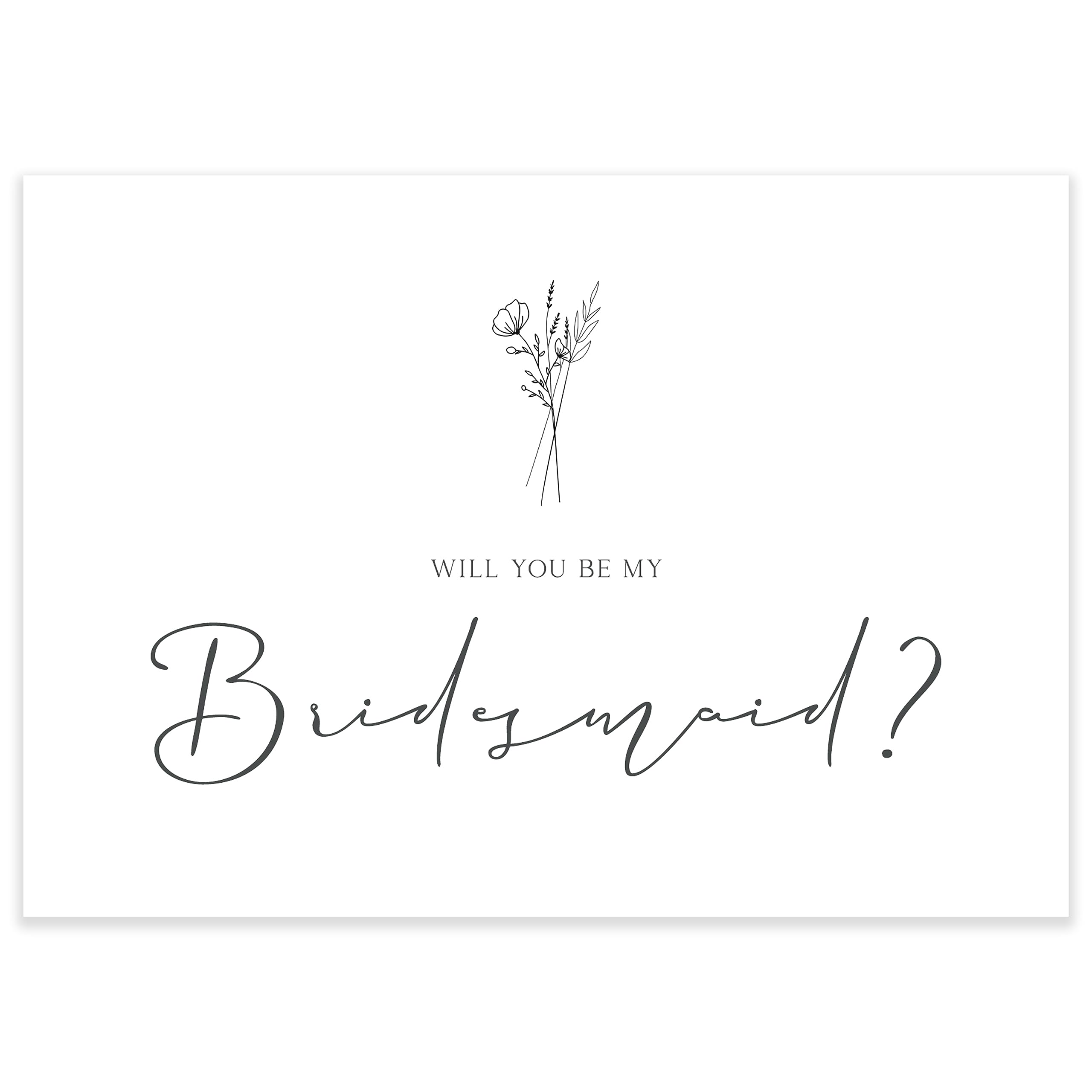 Will You Be My Bridesmaid Cards 4 Pack Of Cards With White Envelopes Minimalist Flower Line Design Blank Inside- A6 Size-Bridesmaid Proposal