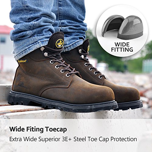 SAFETOE Work Boots For Men Steel Toe Safety Shoes - M8179 Women Leather Wide Width Safety Toe Boots - Thumbnail 2