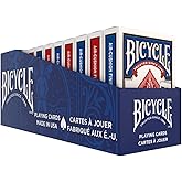 Bicycle Jumbo Index Playing Cards, 12 Pack Bulk Set of Large Print Poker Size Cards, Red & Blue Backs, for Easy Reading, Fami