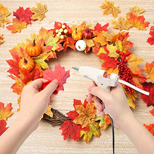 DomeStar Aritificial Maple Leaves, 500PCS 3 Inch Silk Fall Leaves Faux Autumn Leaves Assorted Fall Leaves for Halloween Thanksgiving Decorations