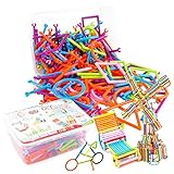 Beautyer 112 PCS Building Construction Toy Building Blocks Bars Different Shape Educational Construction Engineering Set 3D Puzzle