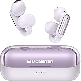 Monster Bluetooth Earbuds Open AC601, Comfort Clip-On Earbuds, Bluetooth 5.4 Open Ear Buds with Environmental Noise Cancellation, IPX5 Waterproof & Touch Control Wireless Headphones (Purple)