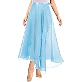Lusofie Long Dance Wrap Skirt Women Ladies Long Sheer Dance Skirts , Ballet Wrap Skirt Chiffon Skirt with Adjustable Belt