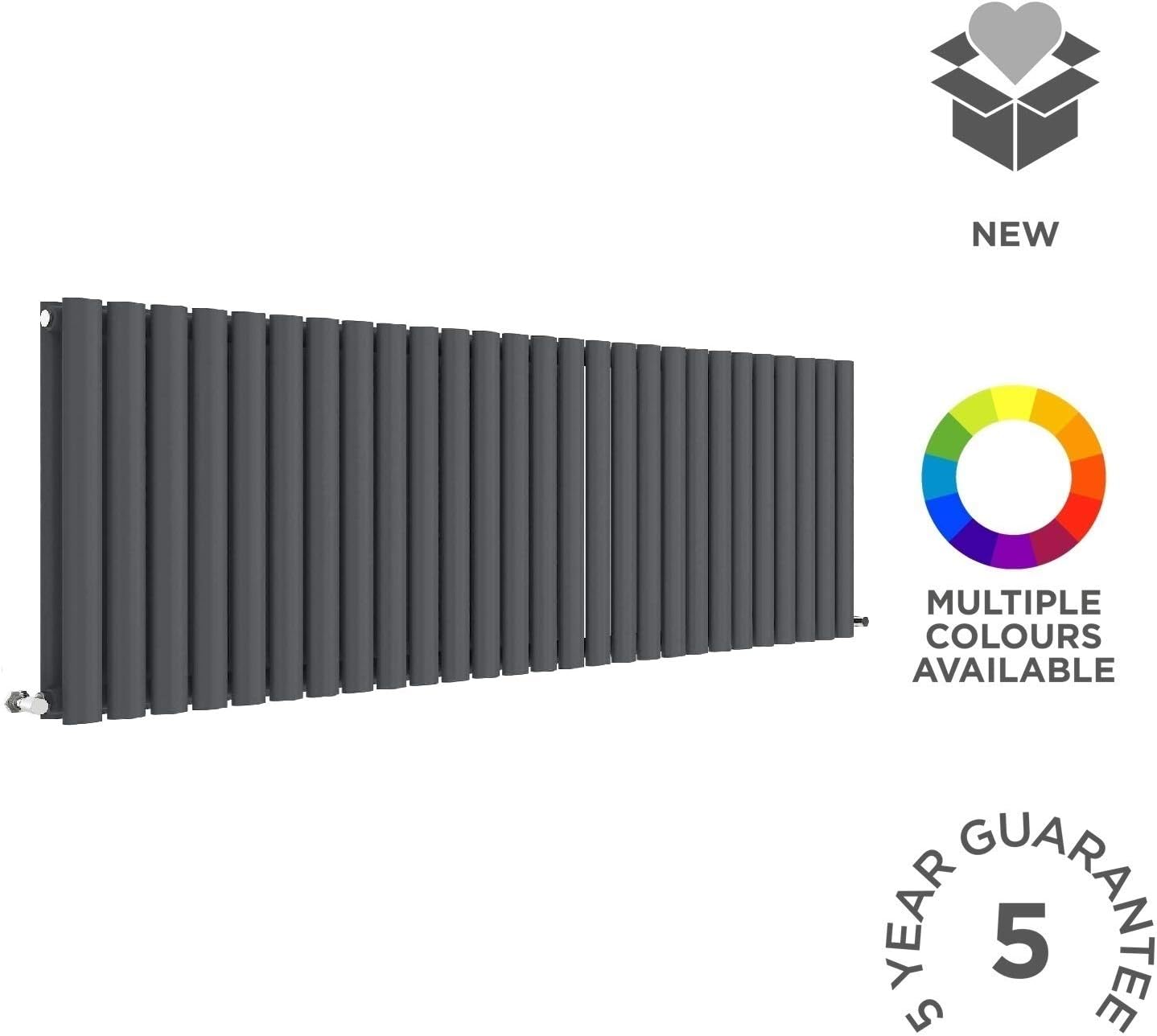 Nuie HLA42D Revive Modern Home Wall Mount Designer Horizontal Double Panel Radiator, 600mm x 1572mm x 78mm, Anthracite - Image 4