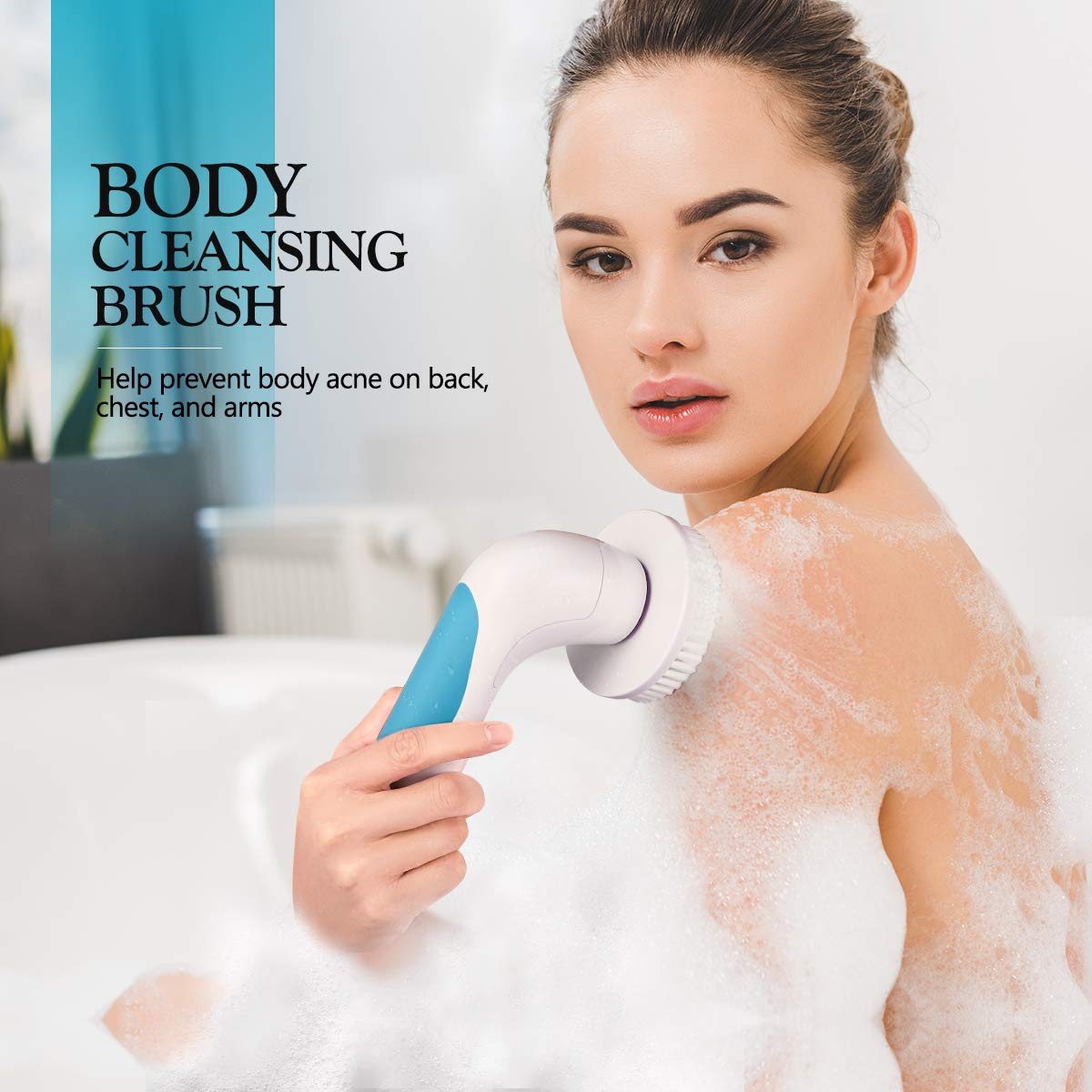 【New Version】ETEREAUTY Facial Brush Waterproof Body Facial Cleansing Brush Spin Brush for Deep Cleansing, Gentle Exfoliating and Removing Blackhead with 5 Brush Heads: Beauty
