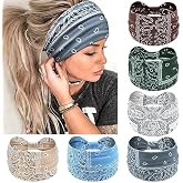 Awumbuk Wide Headbands for Women Knotted No Slip Head Bands Soft Turban Headband Hair Accessories Boho African Solid Color Head Wraps for Women Yoga Workout (Nature)