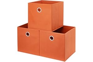 3 Cube Storage Bins Orange 11x11x11 Inch Foldable Fabric Storage Basketes for Home Organizers Storage Drawer,QY-SC20-3