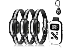 PetJoy 3 Dog Shock Collar for Large Dogs, Automatic Bark Collar with Remote, Bark and Training Collar Combo, Shock Collar with 5 Adjustable Levels of Sensitivity to Suit All Breeds of Dogs