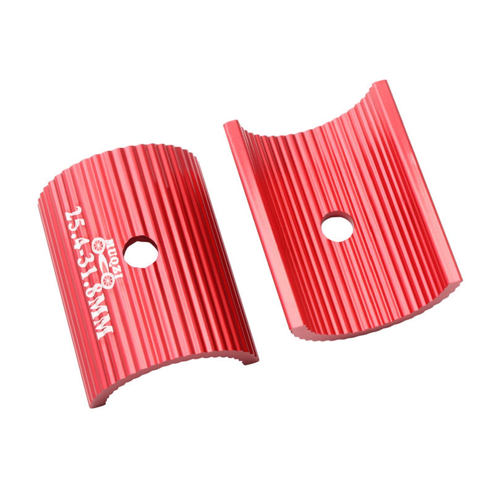 1 Pair Bicycle Handlebar Shim Bike Handlebar Stem Shim Handle Bar Adapter Aluminum Alloy Clamp Spacer Conversion Shims Cycling Parts Components (25.4 to 31.8mm, Red)