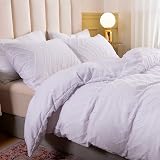 Loussiesd Tufted Chenille Duvet Cover Set Double Size White Geometric view 2