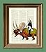 Benjamin Franklin riding a dinosaur beautifully upcycled dictionary page book art print