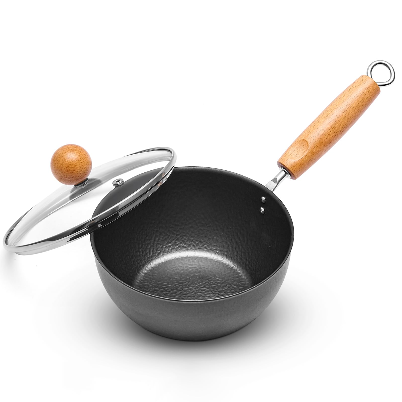 Photo 1 of VIVIDCOOKWARE Wok, Small Wok with Lid, 7 Inch 1.5QT Cold-Forged Iron Wok Pan, Flat Bottom Coating-Free Stir Fry Wok for Eggs, Ramen, Soup & Oatmeal, Induction Ready