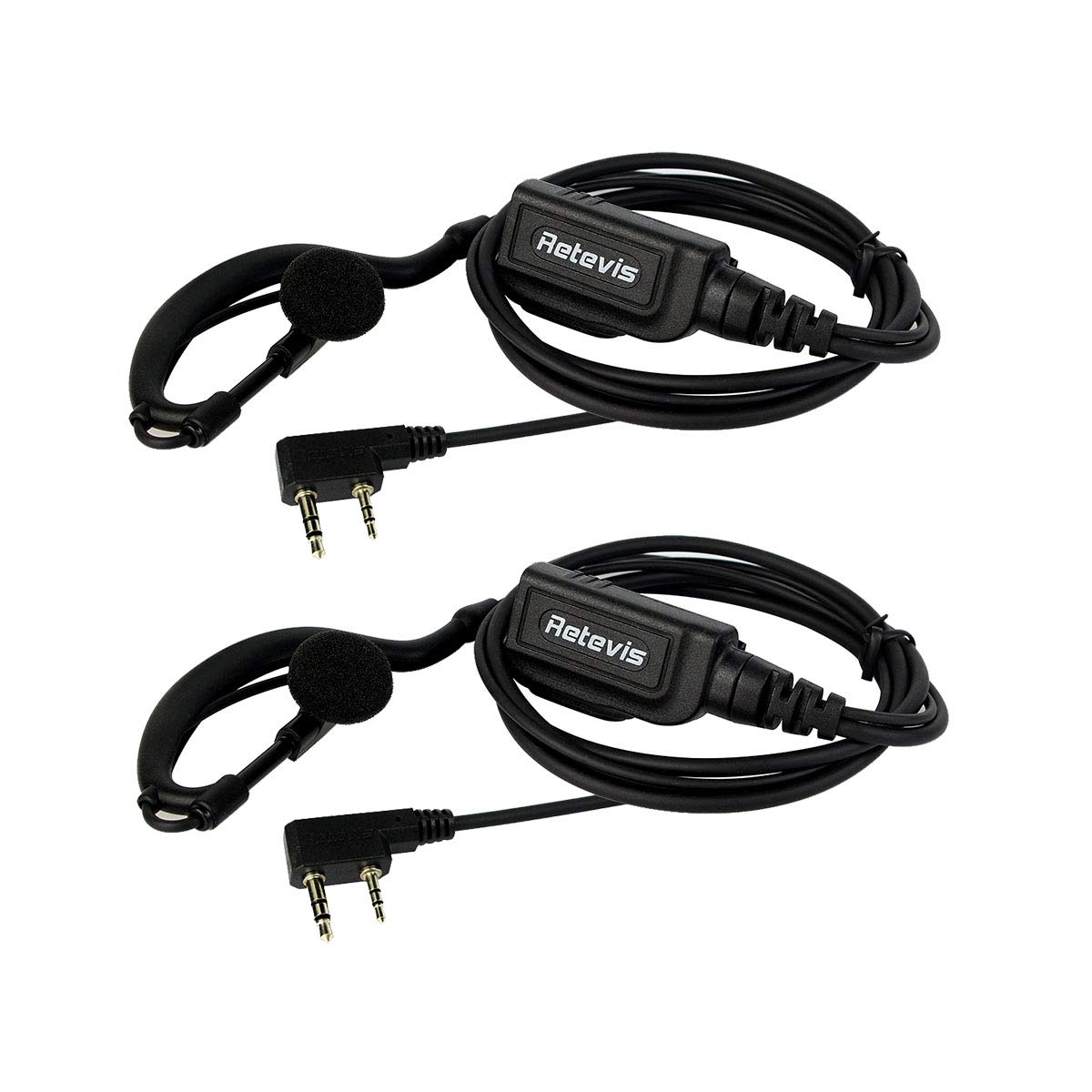 Retevis Walkie Talkies Earpiece with Mic 2 Pin G-Type Earhook Headset Compatible with RT1 RT24 RT27 RT22 BF-888S UV-5RV Kenwood Two Way Radio (2 pcs)