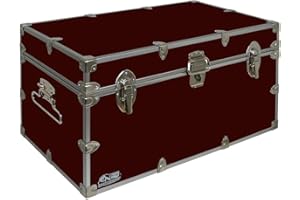 C&N Footlockers - Large Undergrad Storage Trunk - Made in the USA - Only STEEL Footlocker on Amazon - Durable Chest with Lid Stay - 32 x 18 x 16.5 Inches (Maroon)