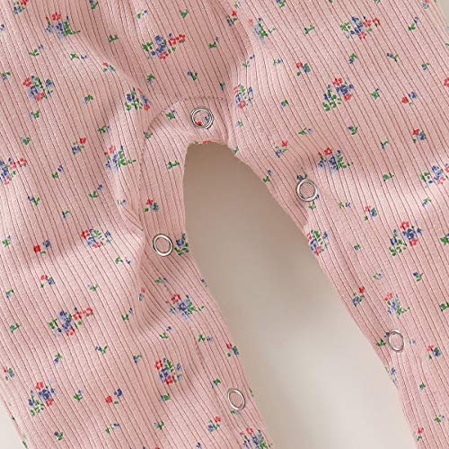itkidboy Newborn Baby Girls Romper Jumpsuit Flower Long Sleeves Bodysuit + Floral Headband 2Pcs Outfit Set (BB-Pink, 3-6 Months)