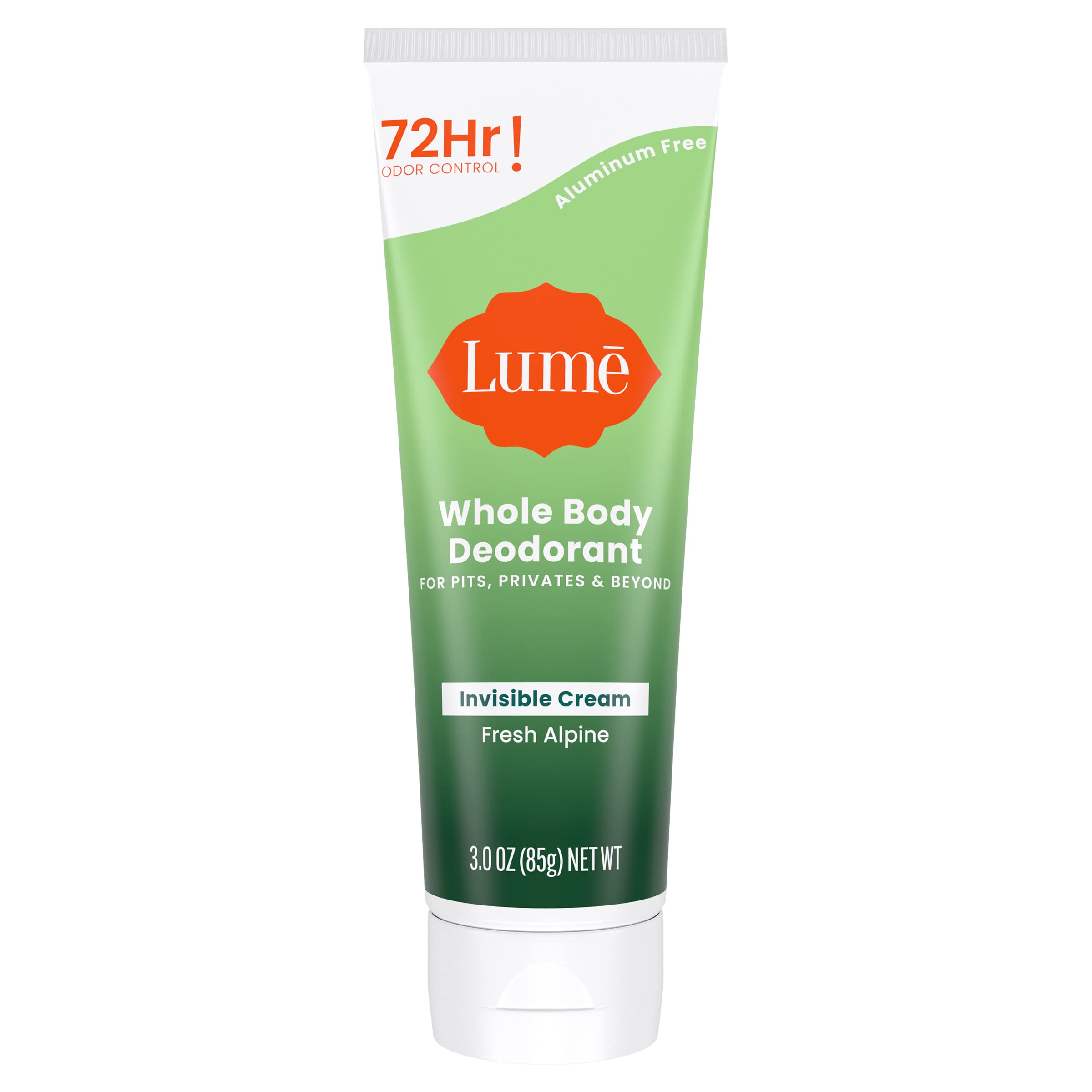 Lume Whole Body Deodorant - Invisible Cream Tube - 72 Hour Odor Control - Doctor Developed - Aluminum Free, Baking Soda Free and Skin Loving - 3.0 Ounce (Fresh Alpine)
