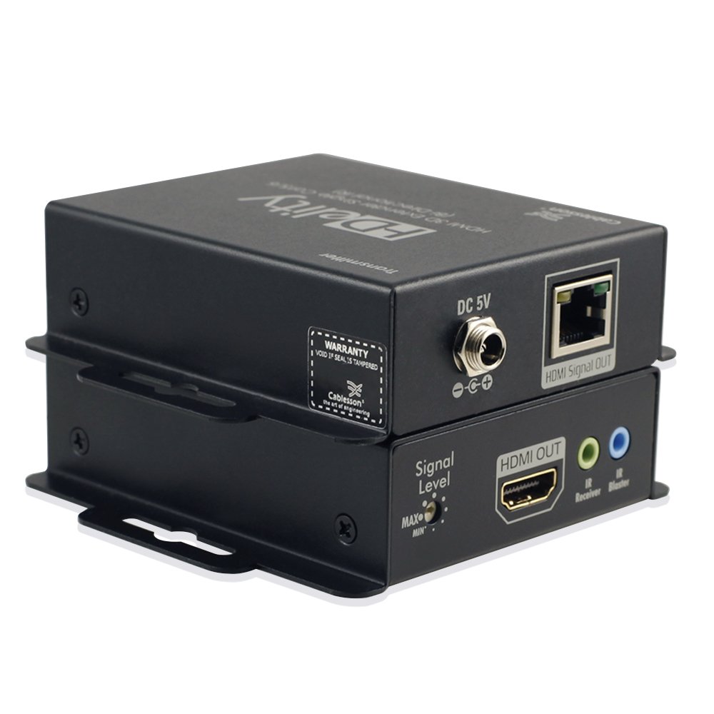 Cablesson HDElity HDMI 3D Extender Single Cat5/6 (Bi-Directional IR) - 1080p Full HD (50m) / 720p (60m) - supports 3D, 4k, Full HD, Sky Q and other HD set top boxes, PC, DVD, PS4