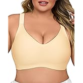 Plus Size Wireless Bras for Women V Neck Seamless Bralettes Comfort Full Coverage Bras Push Up Soft Cup Everyday Sleep Bra