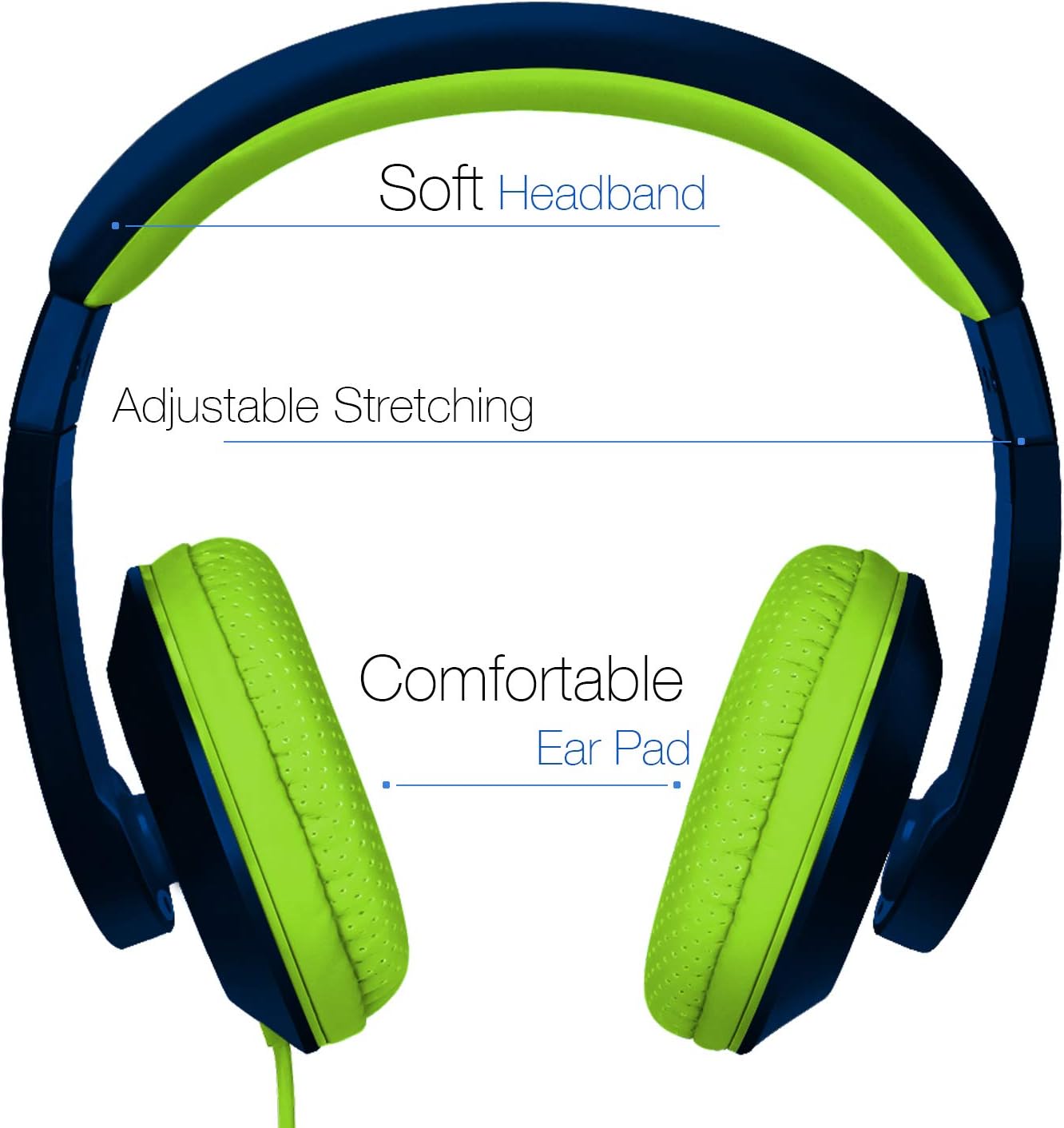 Rockpapa Comfort+ Adjustable Over Ear Headphones Earphones with Microphone in-line Volume for Adults Kids Childs Teens, Smartphones Laptops DVD MP3/4 Surface iPhone iPod iPad MacBook Navy: Home Audio & Theater
