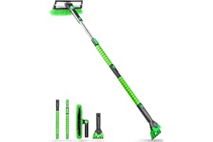 SEAAES 55 Inch Snow Brush and Ice Scraper with Squeegee, Extendable Snow Ice Removal with Foam Grip for SUV Truck Vehicle Win