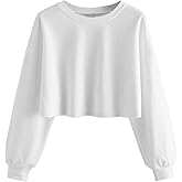 SweatyRocks Women's Casual Long Sleeve Raw Hem Pullover Crop Tops Sweatshirts