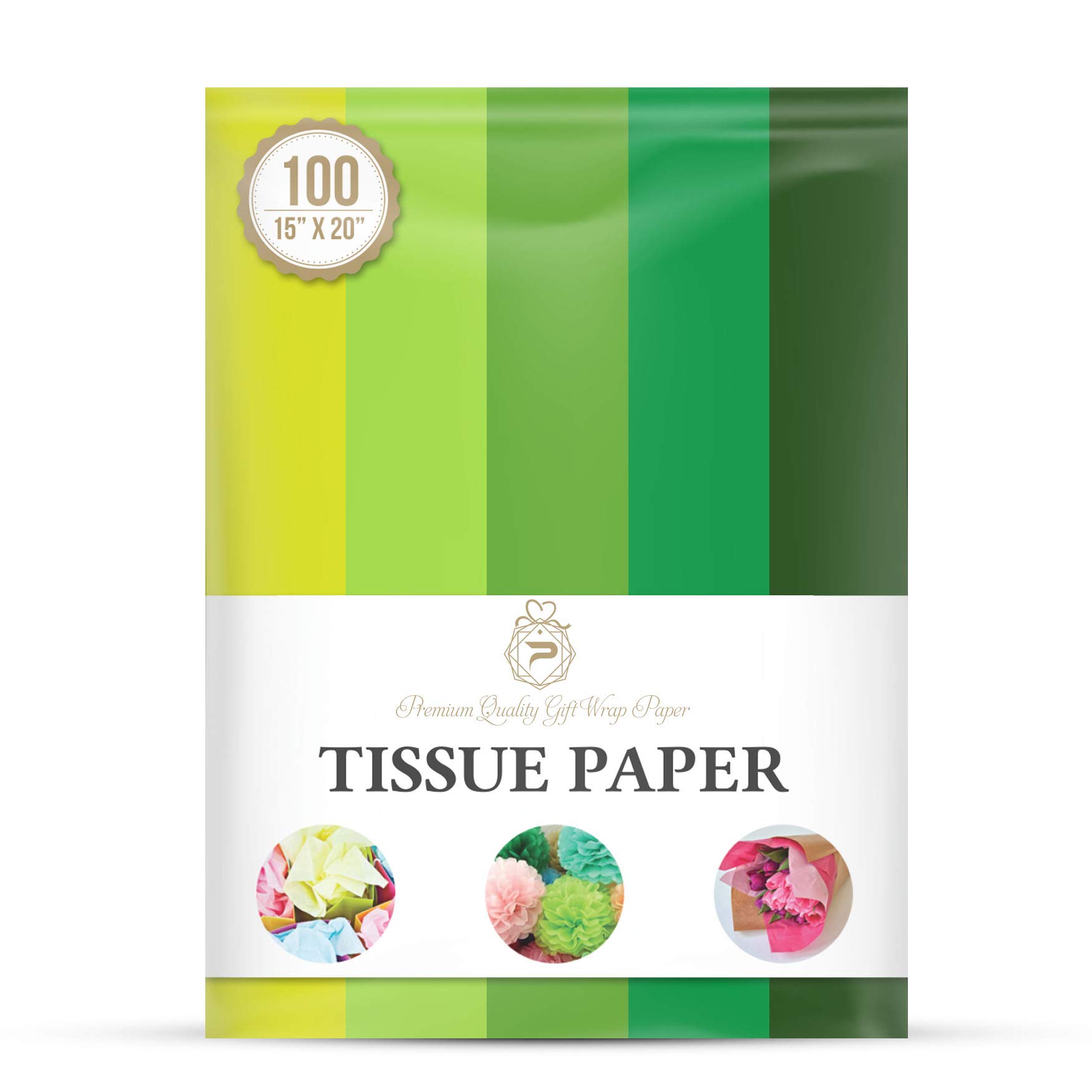 Green St Patricks Theme Tissue Paper for Gift Wrapping (5 Assorted Colors), Packaging, Floral, Birthday, Christmas, Halloween, DIY Crafts and More 15