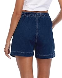 Fuinloth Women's Denim Shorts, Elastic Wasit Mid