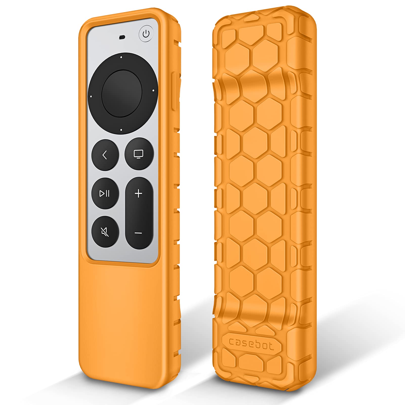 Fintie Protective Case for Apple TV Siri Remote 2021 2022 - Honey Comb Lightweight Anti Slip Shockproof Silicone Cover for Apple TV 4K / HD Siri Remote Controller (2nd Gen / 3rd Gen), Orange